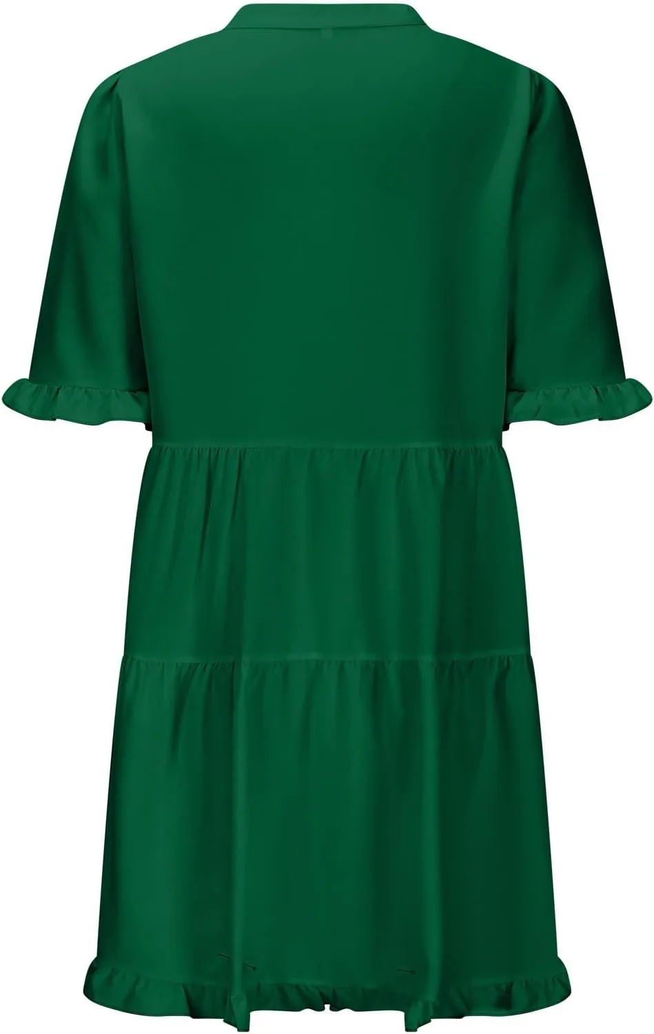 2025 Women Dresses Spring Summer V Neck Ruffle Short Sleeve Casual A-Line Flowy Dress Babydoll Shift Dress Mini Dress