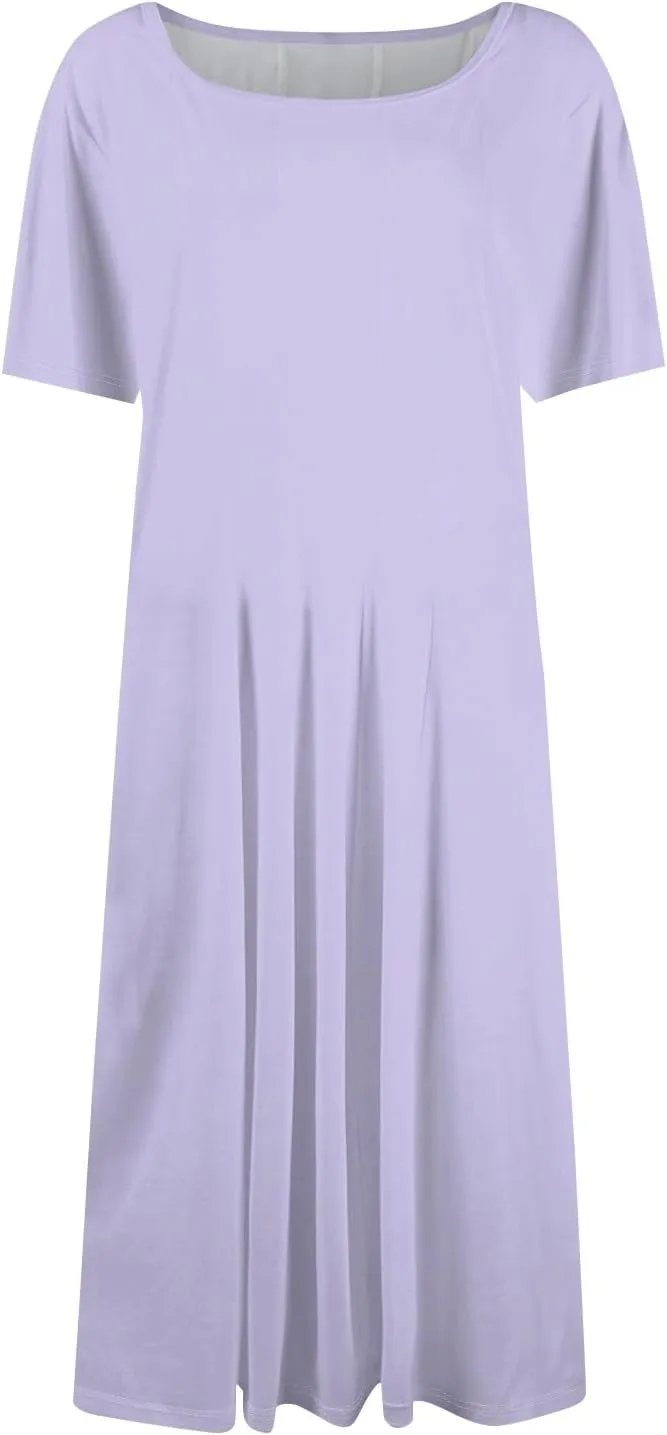 4th of July Dresses for Women midi red White and Blue Summer Dress Round Neck a line Short Sleeve Formal Dress Elegant