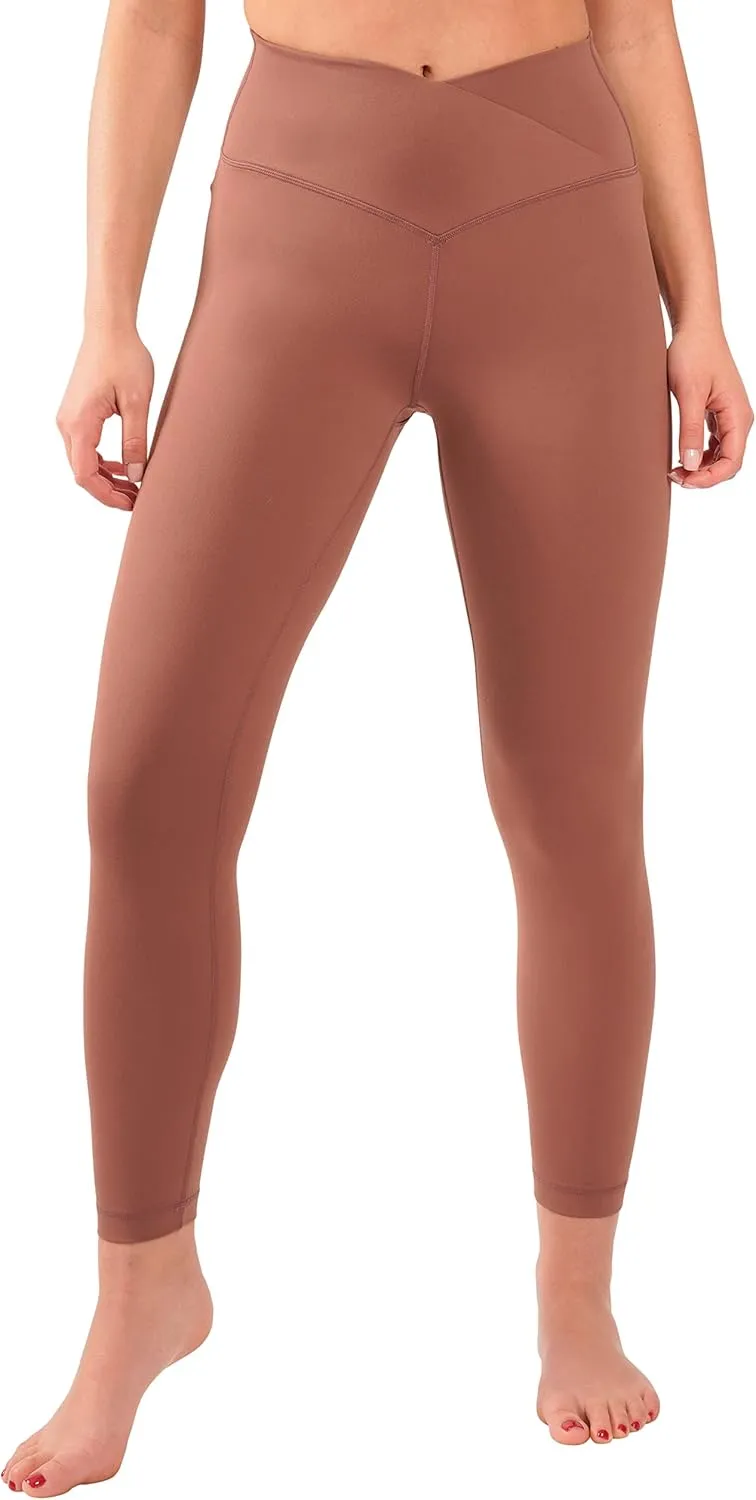 90 Degree By Reflex Womens Wonderlink Elastic Free High Crossover Waist 7/8th Ankle Leggings