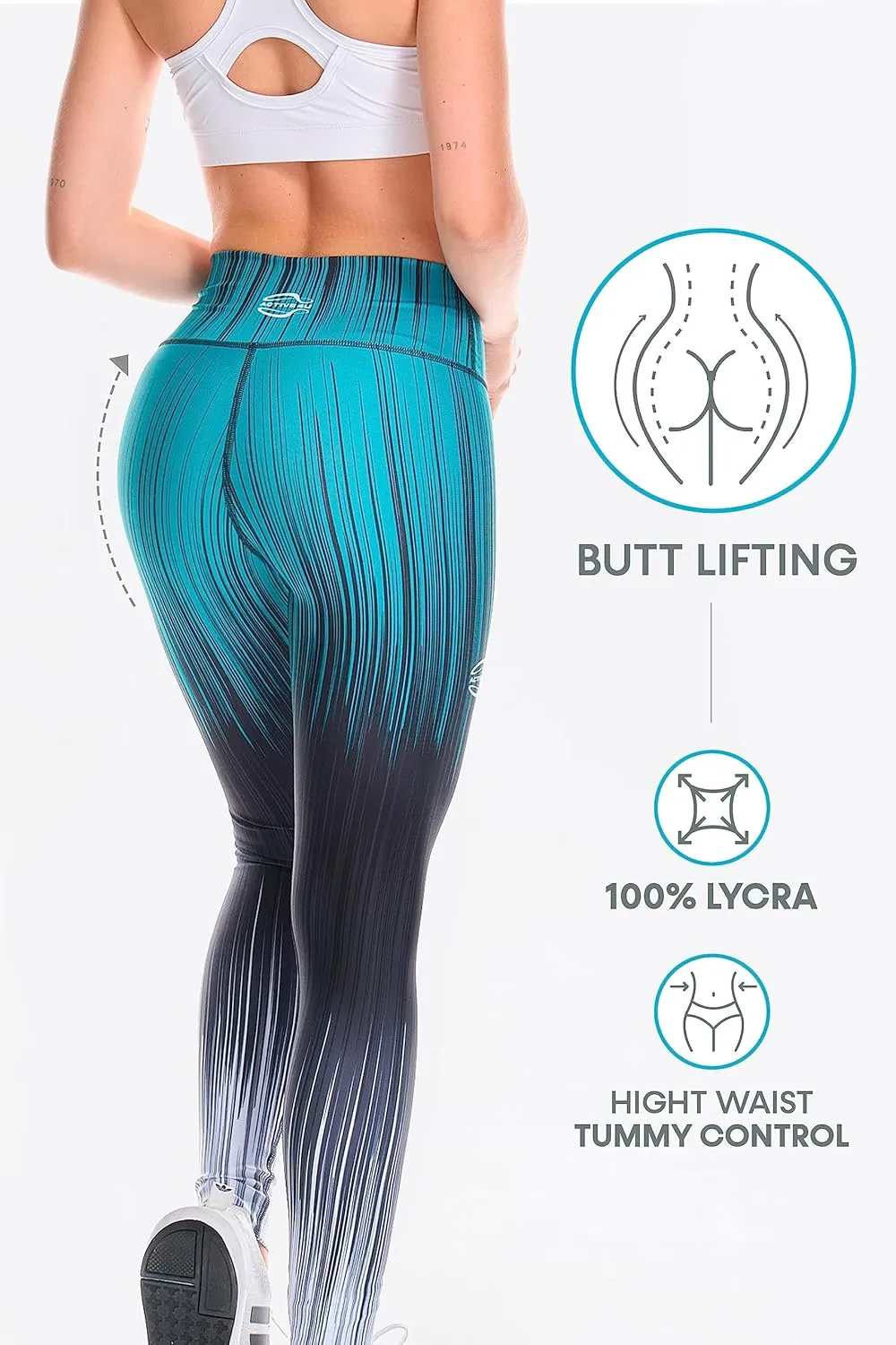 A4U Workout Leggings for Women Activewear Pants Printed Compression Pants
