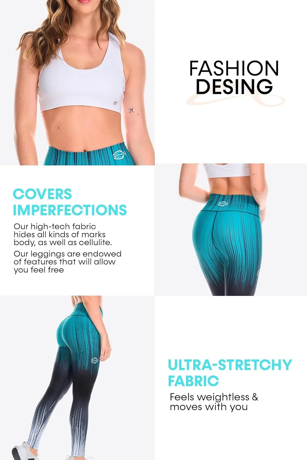 A4U Workout Leggings for Women Activewear Pants Printed Compression Pants
