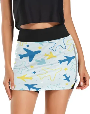 Airplane Women's Tennis Skirt with Pocket High Waisted Golf Athletic Activewear Skorts