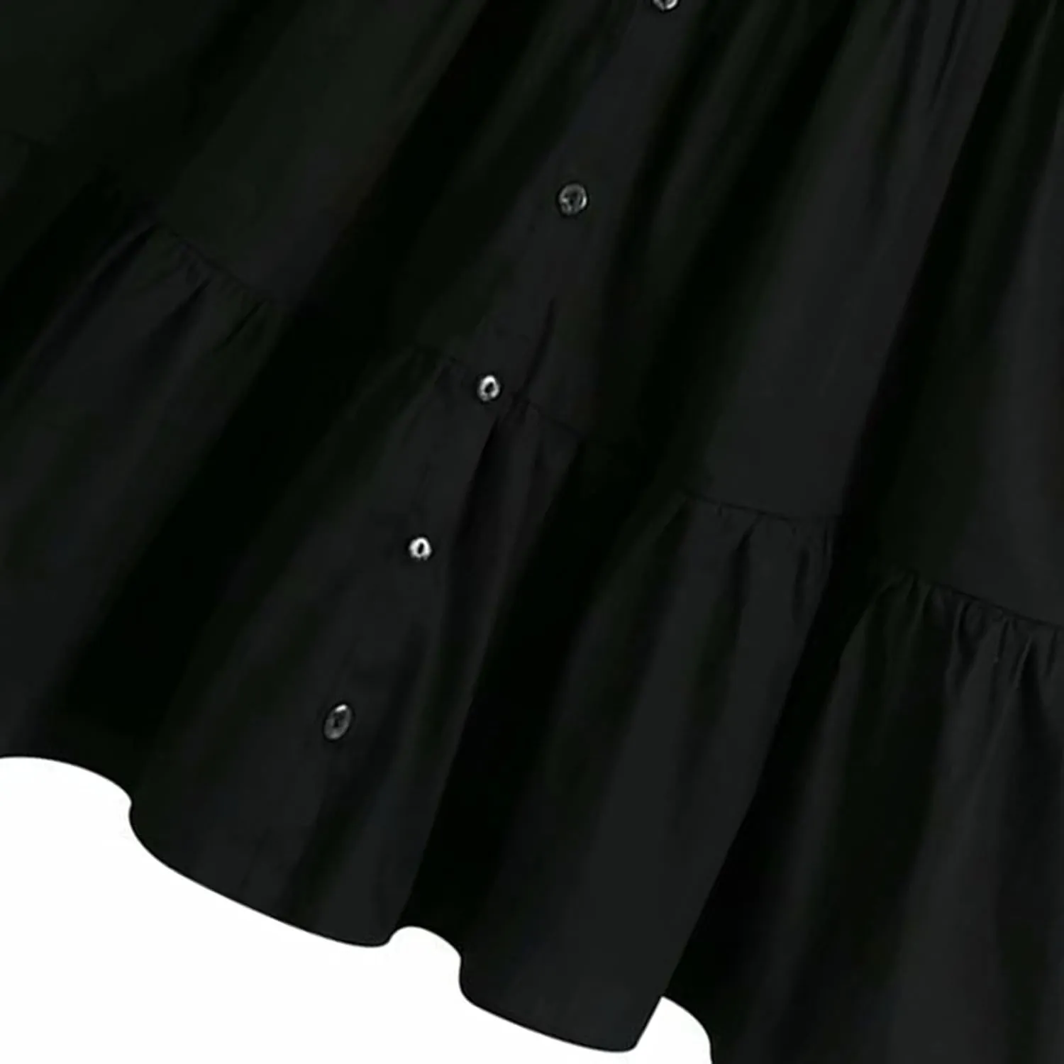 Akklian Womens Cute Babydoll Dresses Casual Loose Puff Sleeve Ruffle Button Down Pleated Shirt Dress Trendy Summer Mini Dress