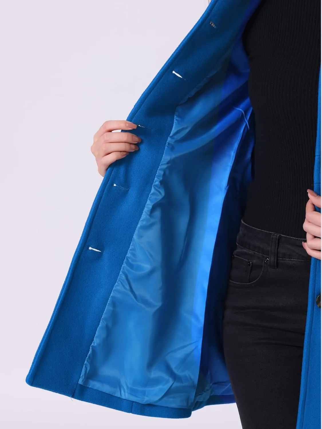 Allegra K Women's Winter Classic Outwear Overcoat with Pockets Single Breasted Pea Coat