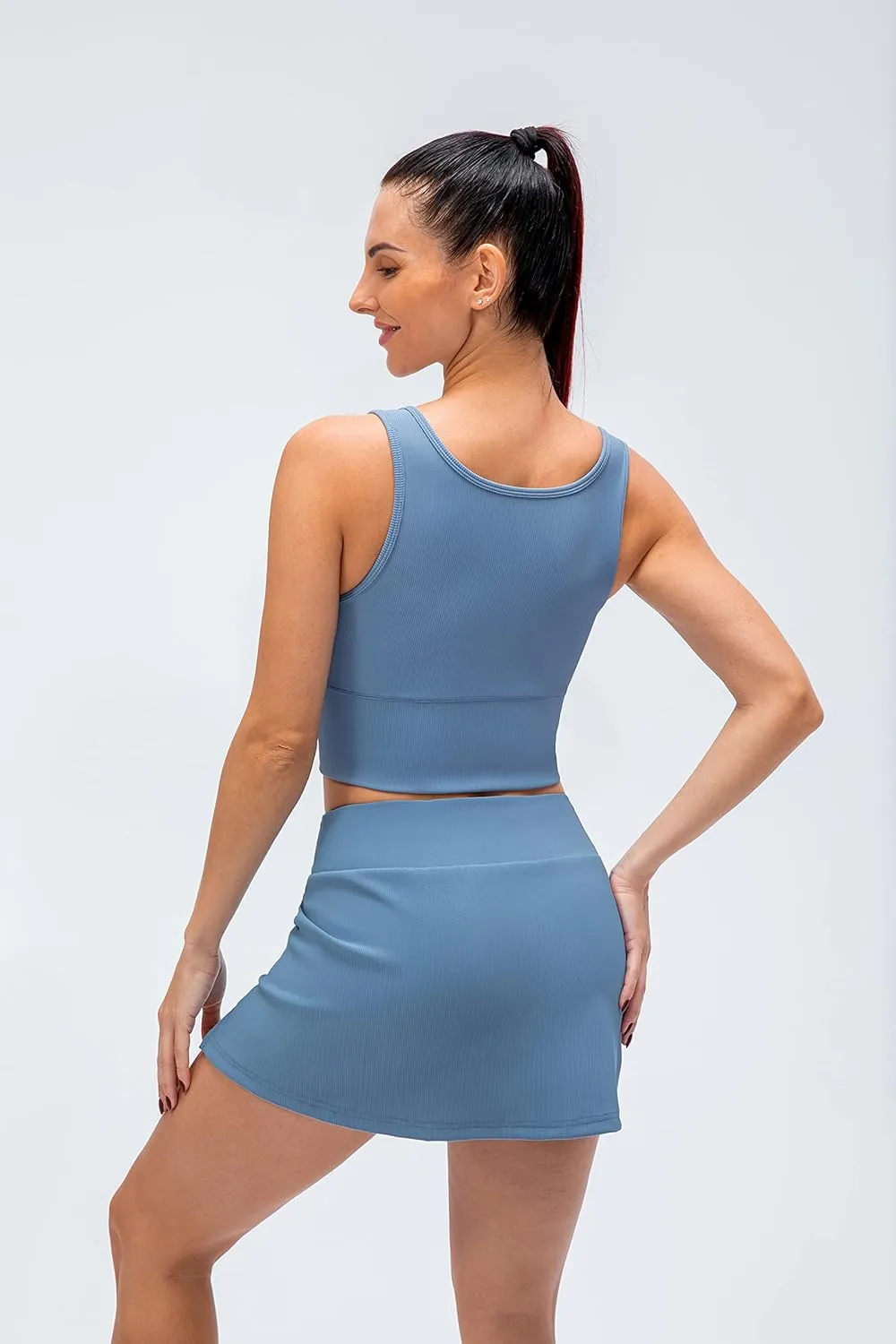 Amxiway Women's Mini Tennis Skirt with Shorts Golf Skort High Waisted Slit Bodycon Athletic Workout Skorts