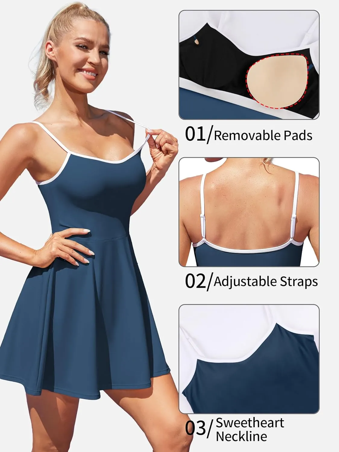 ATTRACO Women's Tennis Dress with Shorts Golf Workout Exercise Activewear