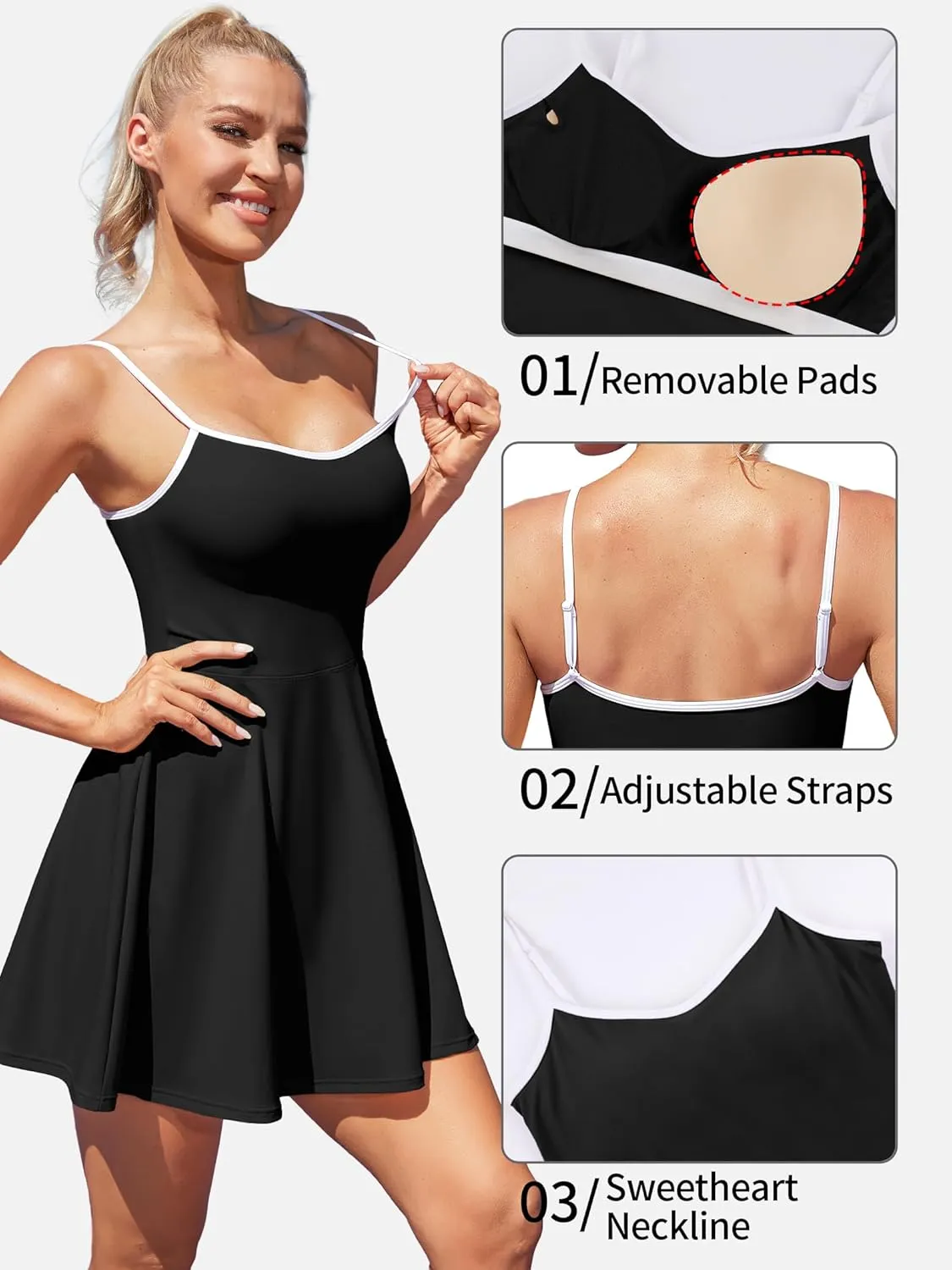 ATTRACO Women's Tennis Dress with Shorts Golf Workout Exercise Activewear