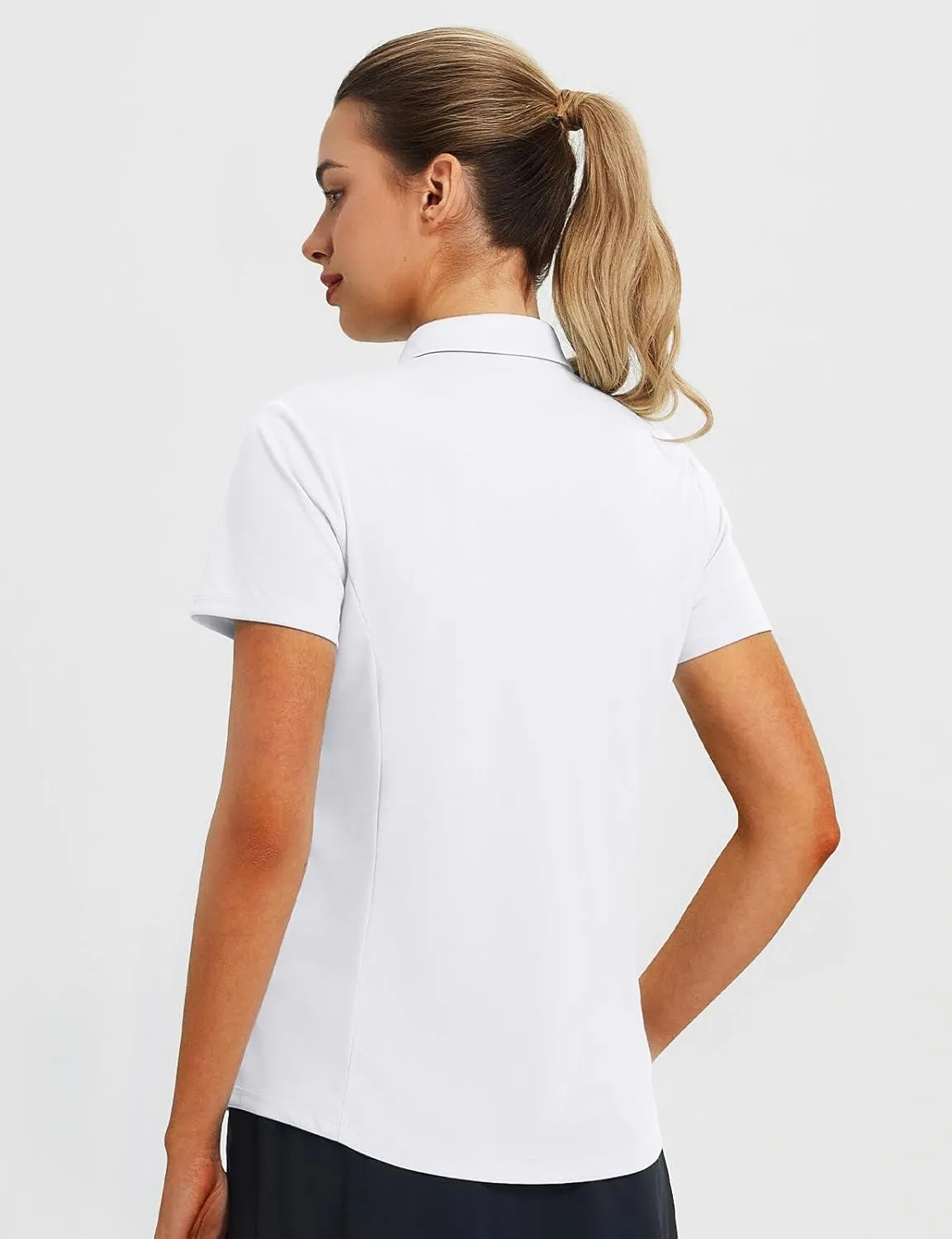 baleaf Women's Golf Shirts Polo Collared V Neck Shorts Sleeve Tennis Shirt Lightweight Quick Dry UPF50 