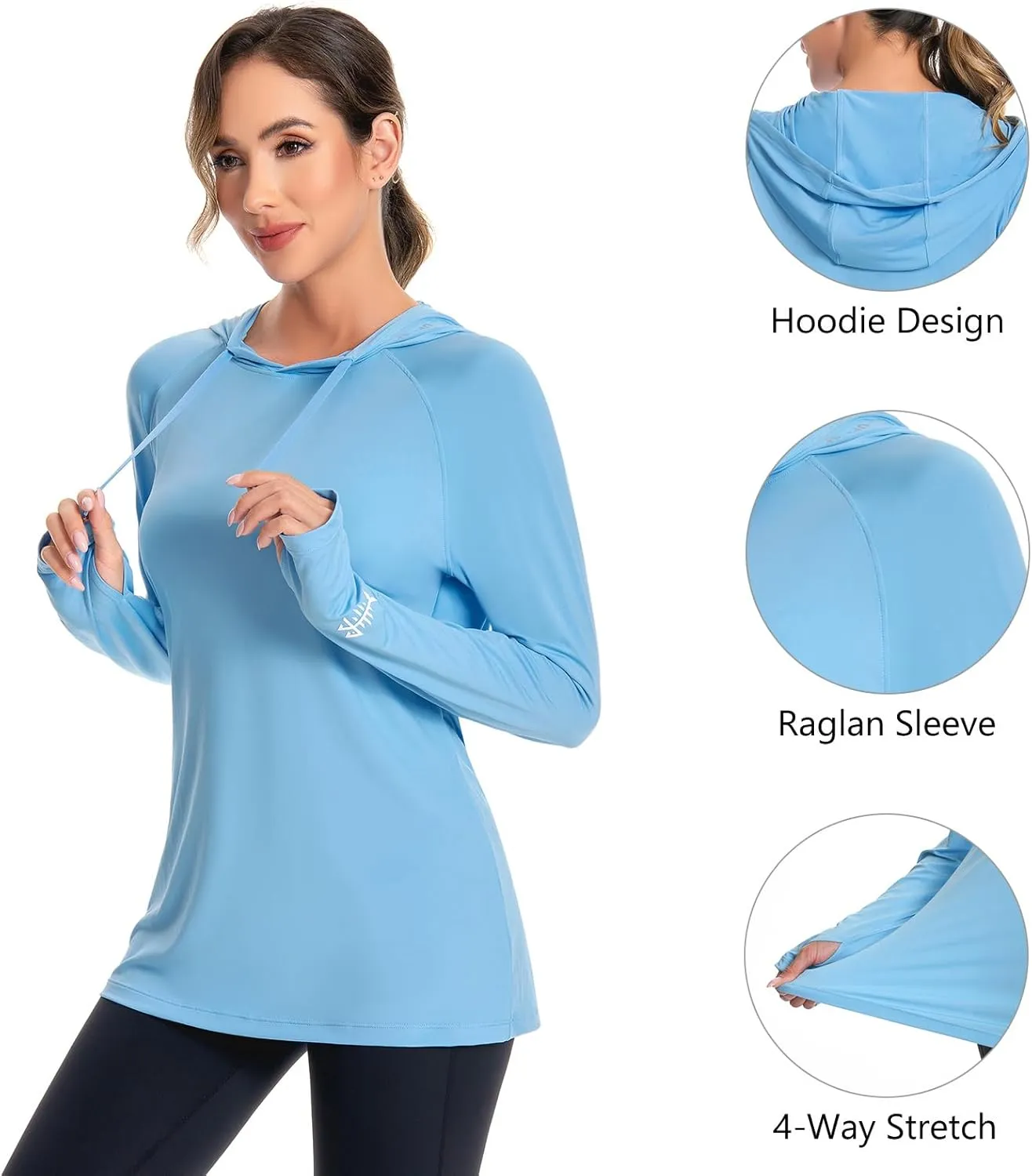 BASSDASH Womens UPF 50  Hiking Fishing Hoodie UV Shirt Long Sleeve Outdoor Activewear Breathable Lightweight Stretch
