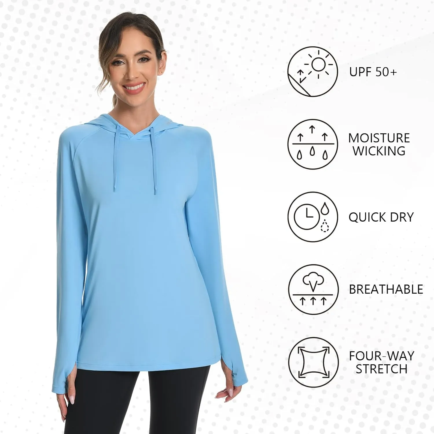 BASSDASH Womens UPF 50  Hiking Fishing Hoodie UV Shirt Long Sleeve Outdoor Activewear Breathable Lightweight Stretch