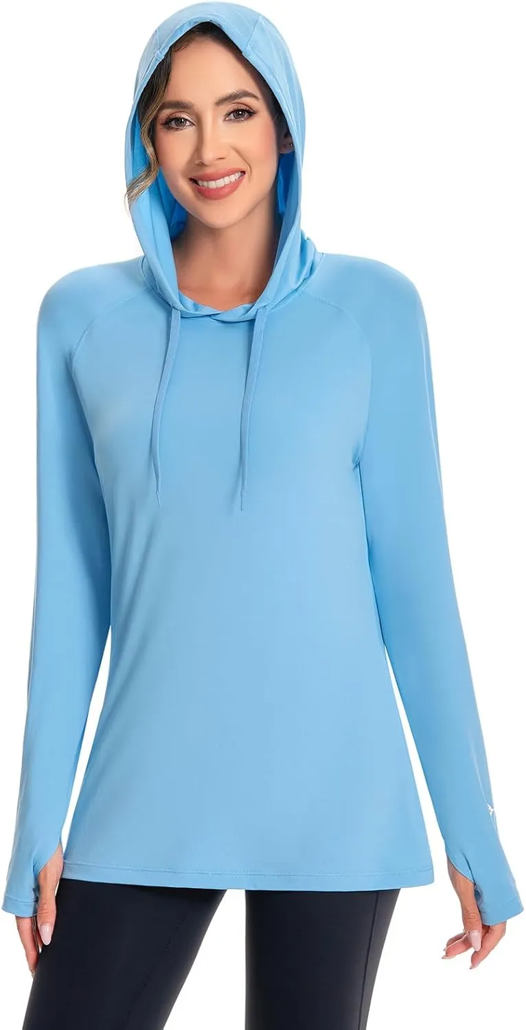 BASSDASH Womens UPF 50  Hiking Fishing Hoodie UV Shirt Long Sleeve Outdoor Activewear Breathable Lightweight Stretch