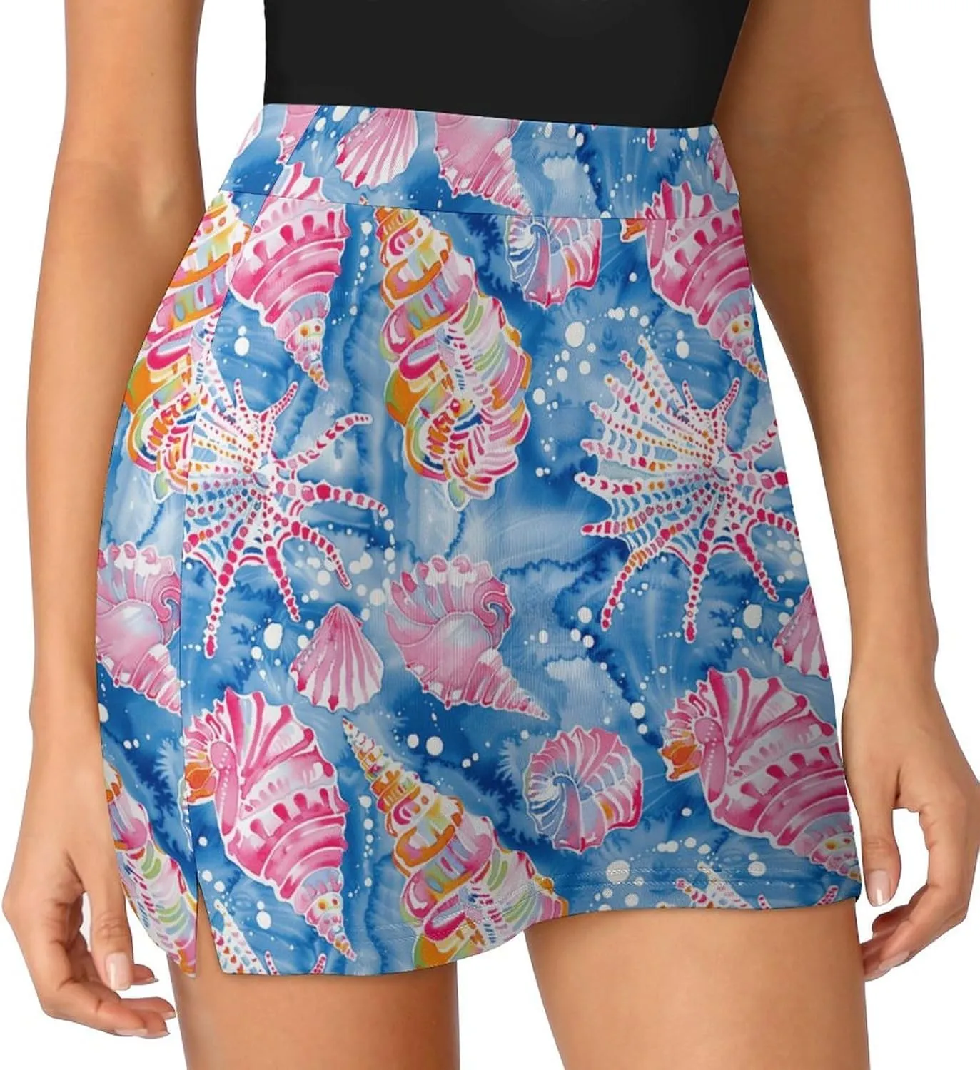 Blue Yellow Floral Rose Pattern Mini Pleated Skirts for Women Sexy Mini Skirt Short Cargo Skirt Skater A-line Pleated Skirt