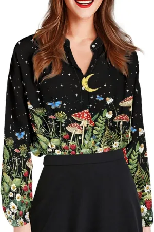 Coloranimal Shirts for Women Button Down Shirts Summer Blouses Long Sleeve Casual Shirts Fashion Women's Blouses
