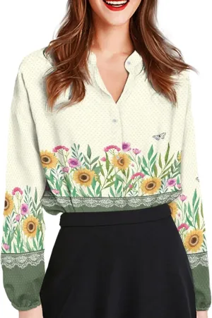 Coloranimal Shirts for Women Button Down Shirts Summer Blouses Long Sleeve Casual Shirts Fashion Women's Blouses