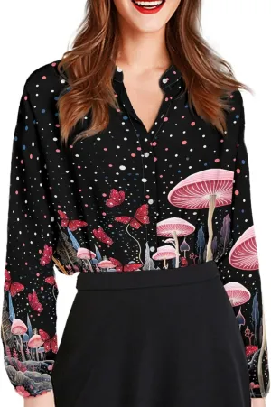 Coloranimal Shirts for Women Button Down Shirts Summer Blouses Long Sleeve Casual Shirts Fashion Women's Blouses