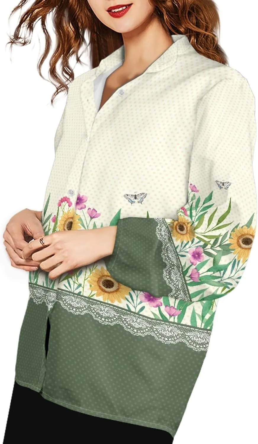 Coloranimal Shirts for Women Button Down Shirts Summer Blouses Long Sleeve Casual Shirts Fashion Women's Blouses