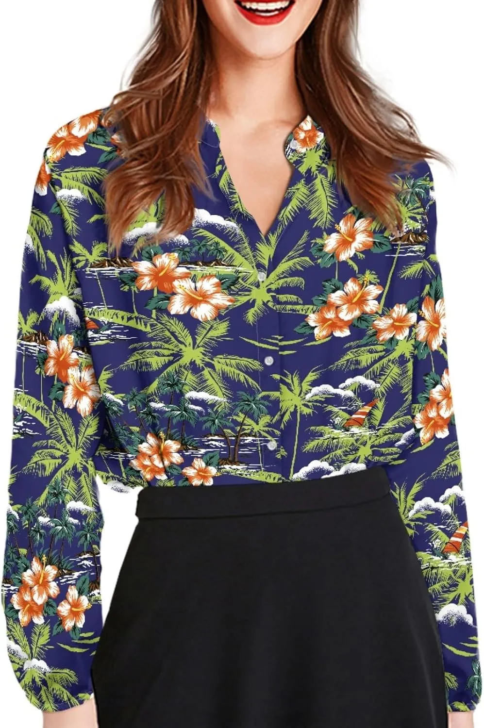 Coloranimal Shirts for Women Button Down Shirts Summer Blouses Long Sleeve Casual Shirts Fashion Women's Blouses