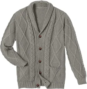 Comdecevis Mens Shawl Collar Cardigan Sweater Cable Knit Button Down Long Sleeve Casual Knitwear with Pockets