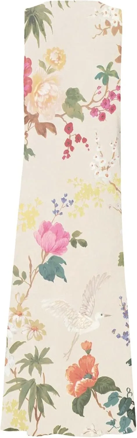 Cotton Linen Dresses for Women,Maxi Sleeveless Dresses Summer Casual Print Cotton Linen Sundress with Pockets (S-3XL)