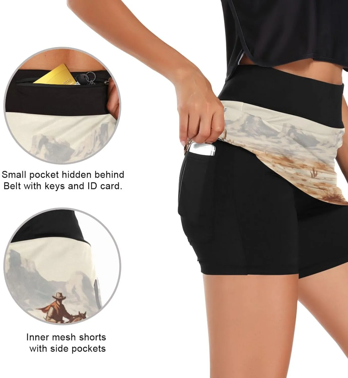 Cowboy Women's Tennis Skirt with Pocket High Waisted Golf Athletic Activewear Skorts