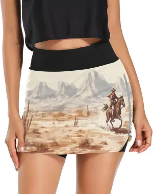 Cowboy Women's Tennis Skirt with Pocket High Waisted Golf Athletic Activewear Skorts