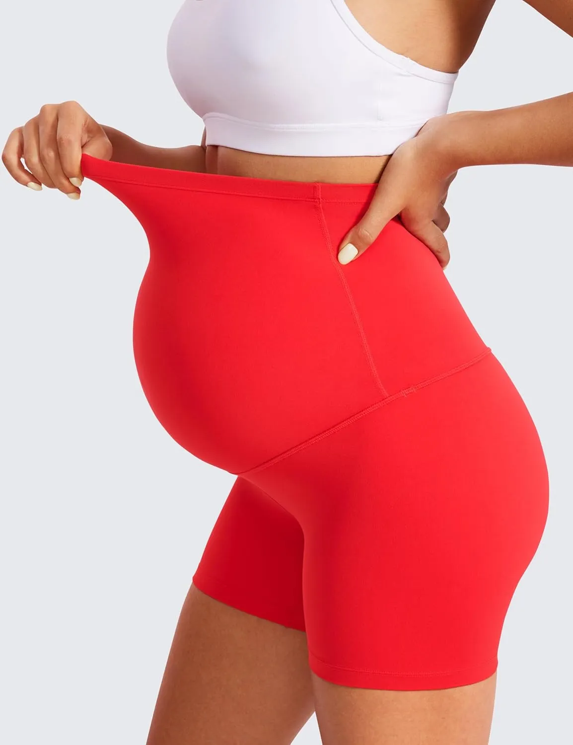 CRZ YOGA Womens Butterluxe Maternity Biker Shorts Over The Belly 4" - Pregnancy Yoga Workout Activewear