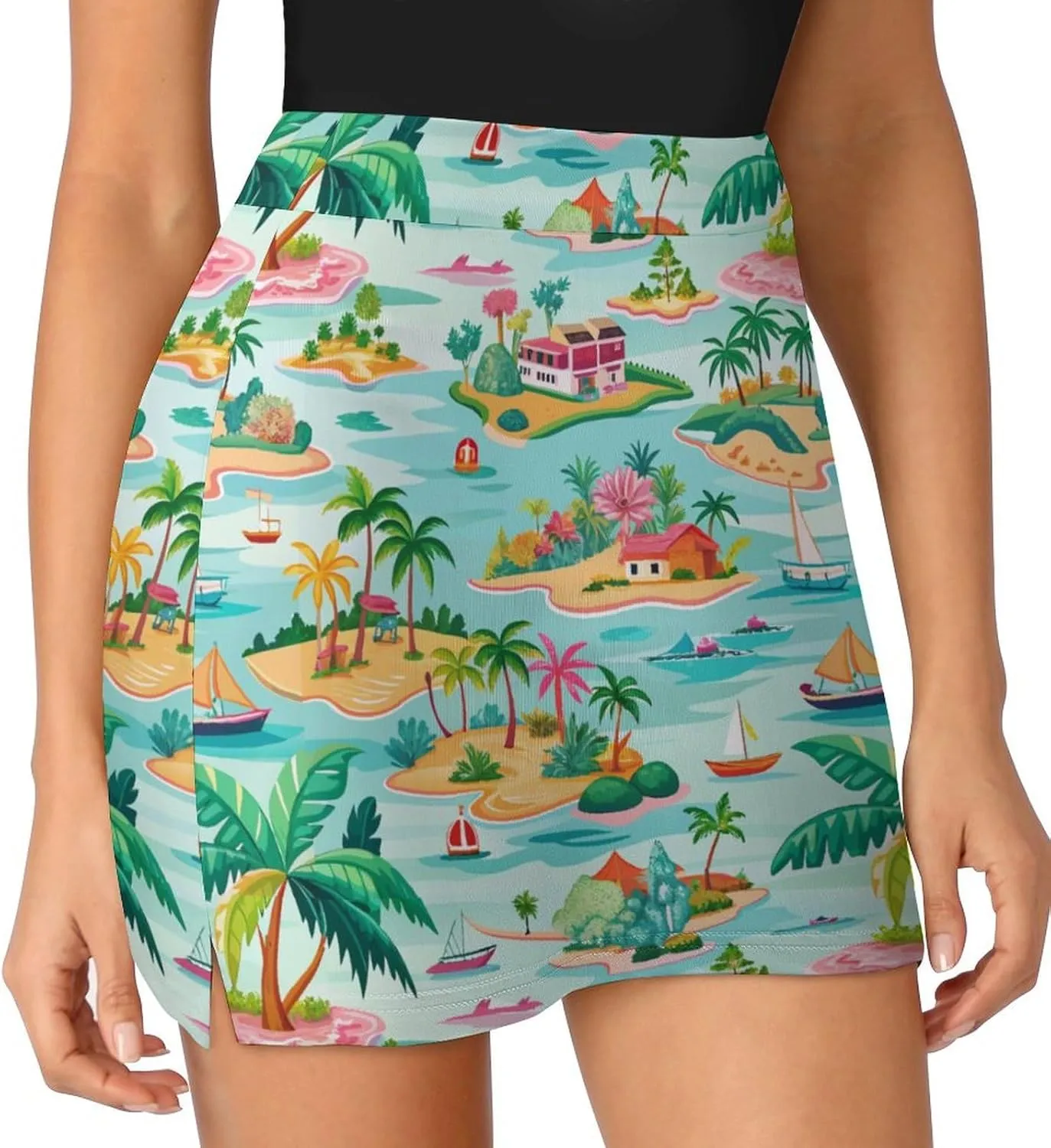 Cute Bird Pattern Mini Pleated Skirts for Women Sexy Mini Skirt Short Cargo Skirt Skater A-line Pleated Skirt