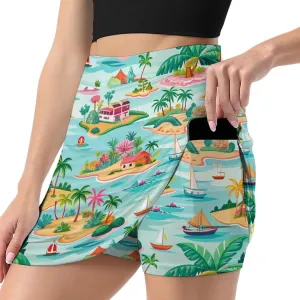 Cute Bird Pattern Mini Pleated Skirts for Women Sexy Mini Skirt Short Cargo Skirt Skater A-line Pleated Skirt