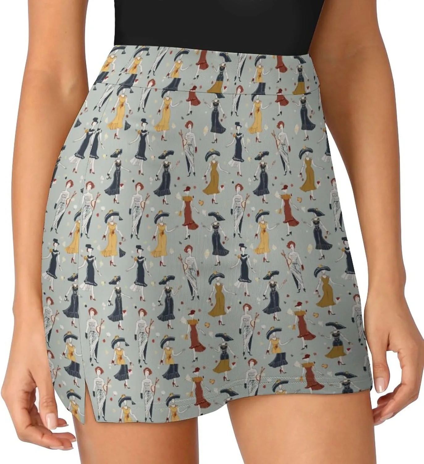 Cute Bird Pattern Mini Pleated Skirts for Women Sexy Mini Skirt Short Cargo Skirt Skater A-line Pleated Skirt