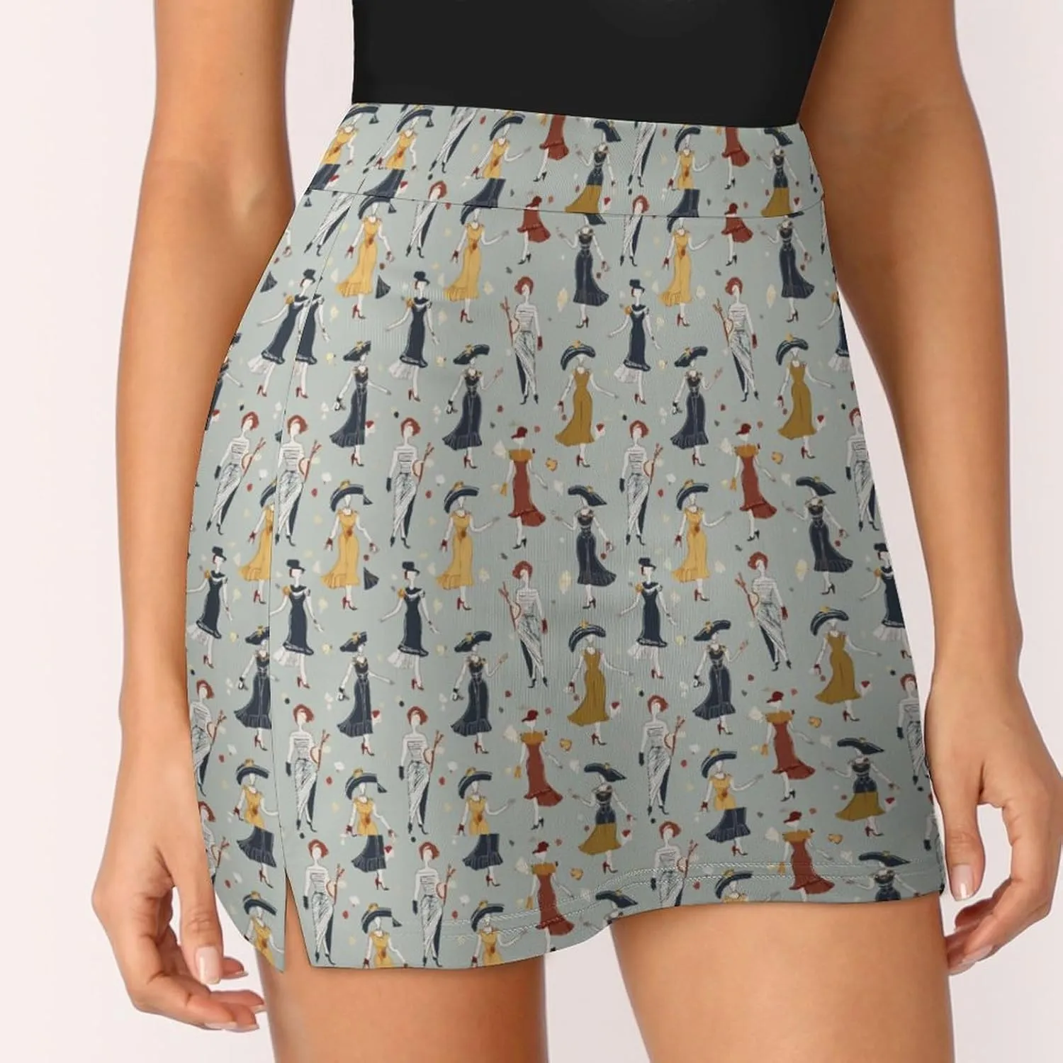 Cute Bird Pattern Mini Pleated Skirts for Women Sexy Mini Skirt Short Cargo Skirt Skater A-line Pleated Skirt