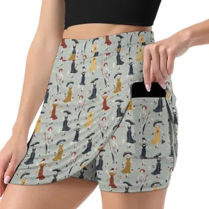 Cute Bird Pattern Mini Pleated Skirts for Women Sexy Mini Skirt Short Cargo Skirt Skater A-line Pleated Skirt