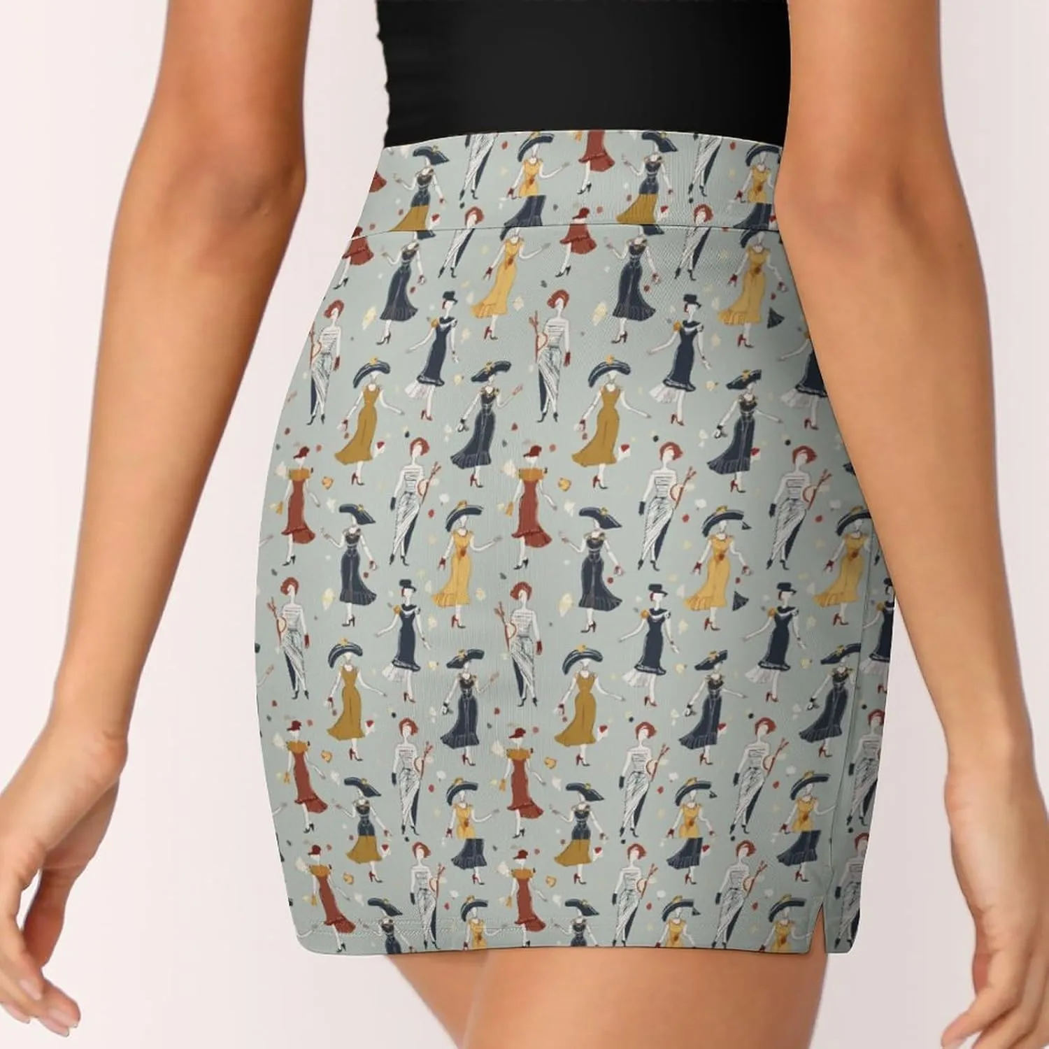 Cute Bird Pattern Mini Pleated Skirts for Women Sexy Mini Skirt Short Cargo Skirt Skater A-line Pleated Skirt