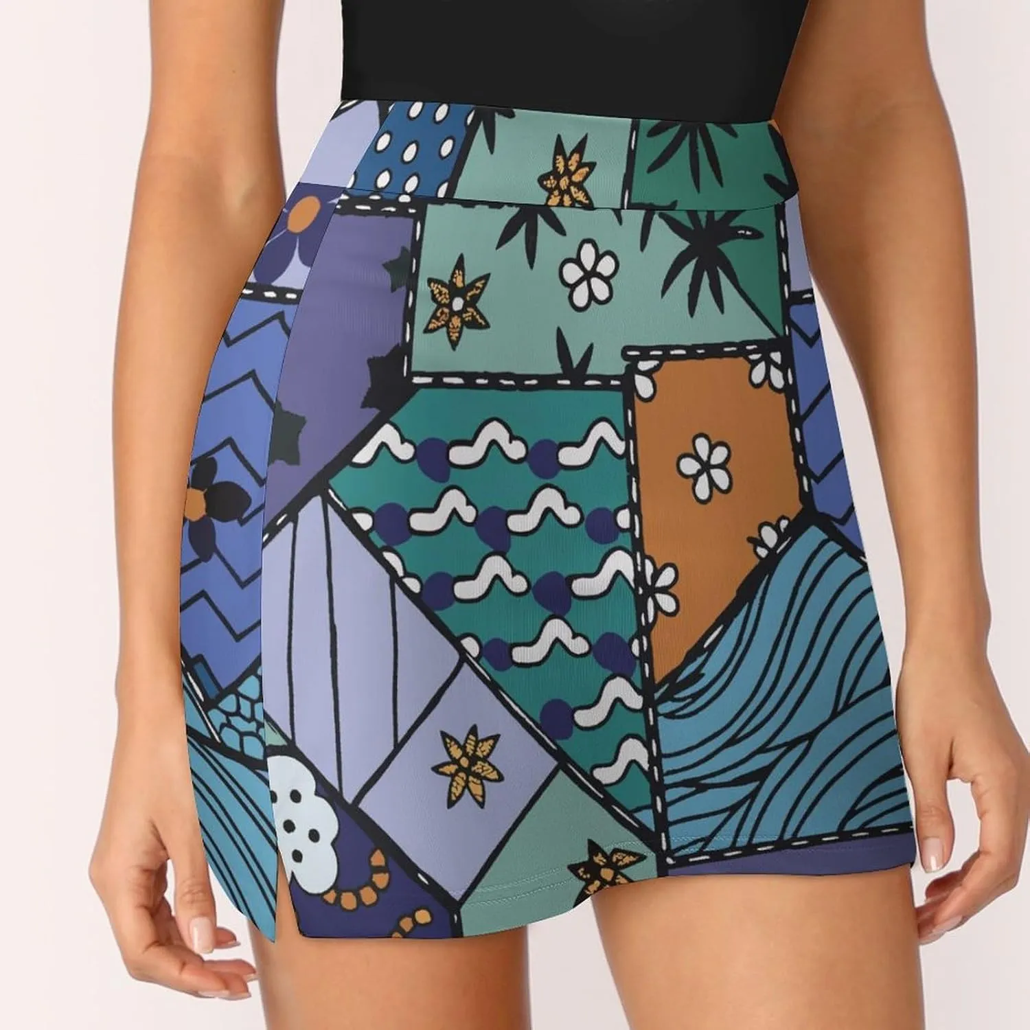 Cute Cats Pattern Tennis Skirts for Women with Pockets High Waisted Athletic Golf Skorts Skirts A-Line Mini Short Skirt