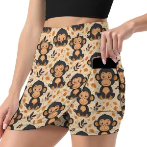 Cute Cats Pattern Tennis Skirts for Women with Pockets High Waisted Athletic Golf Skorts Skirts A-Line Mini Short Skirt