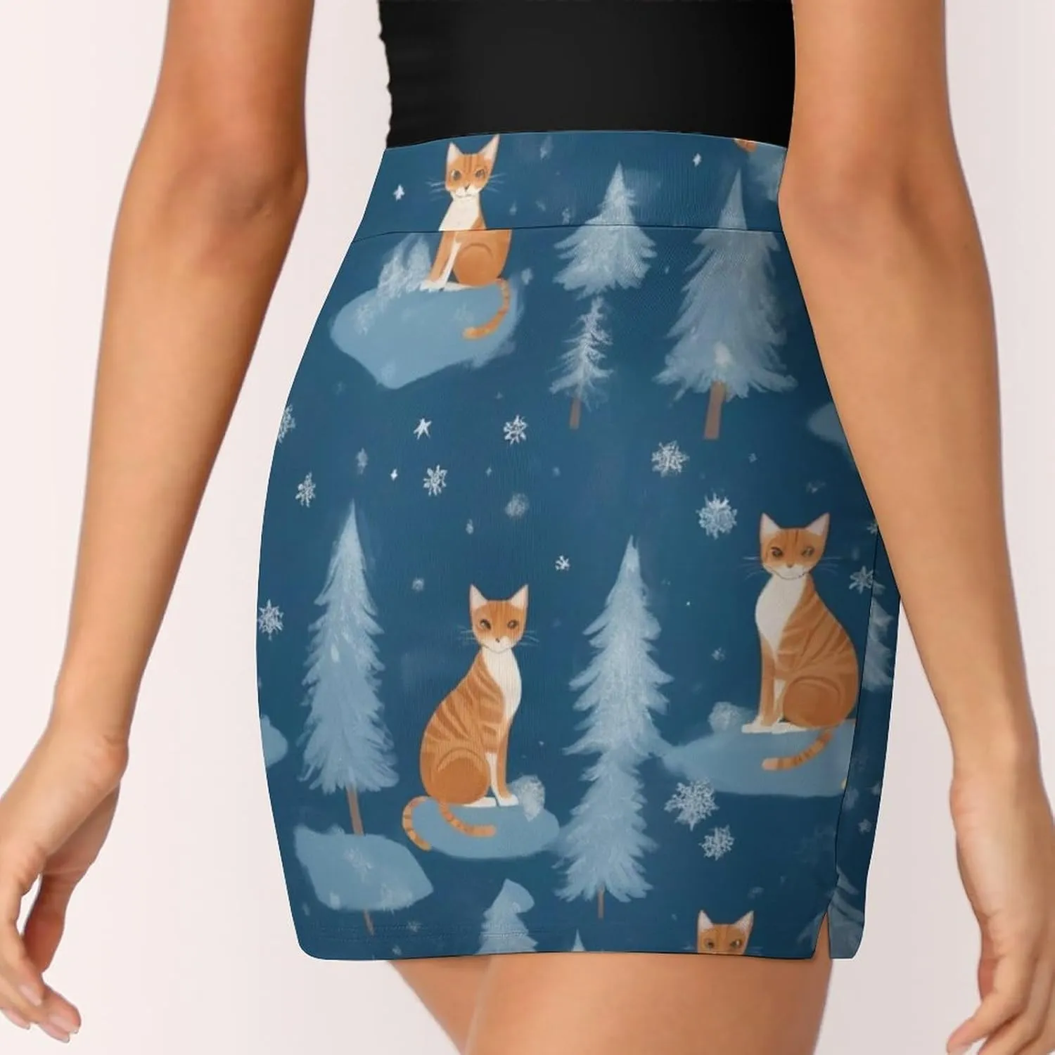 Cute Cats Pattern Tennis Skirts for Women with Pockets High Waisted Athletic Golf Skorts Skirts A-Line Mini Short Skirt