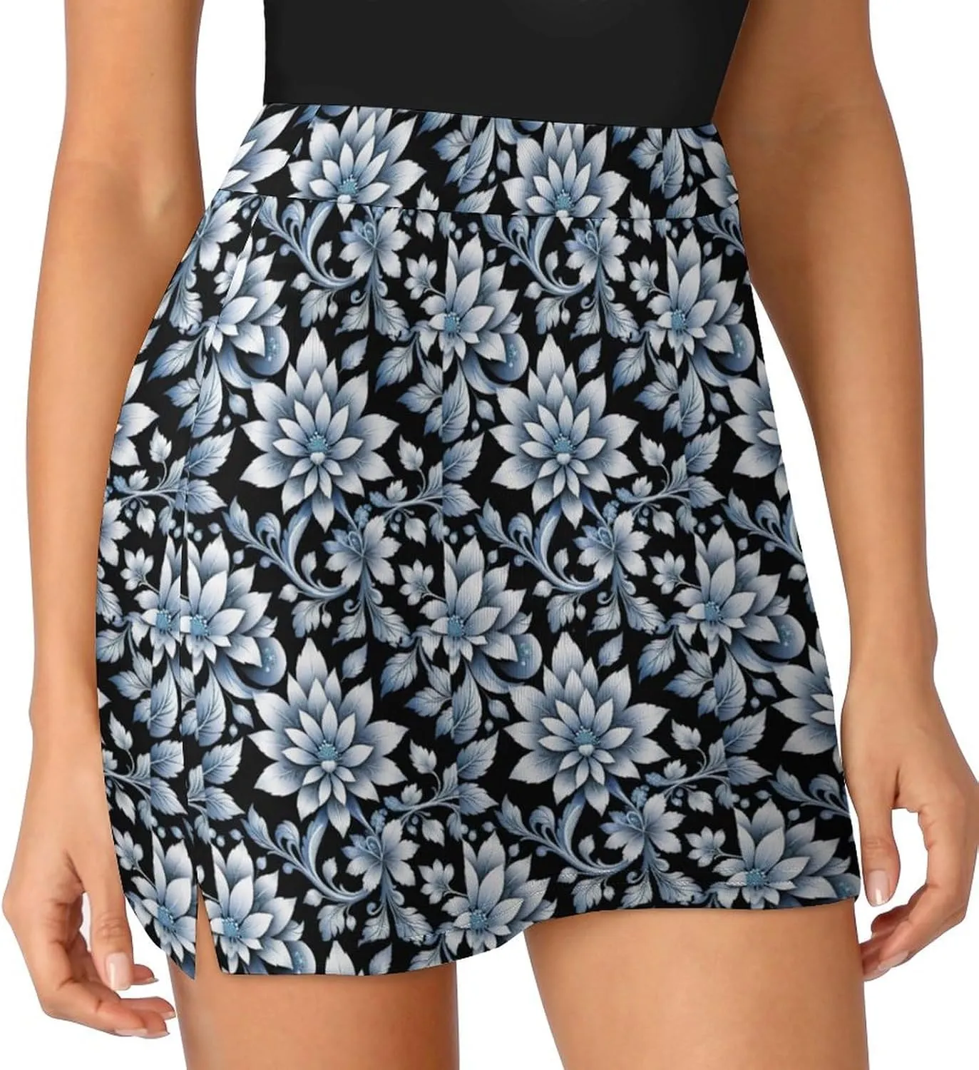 Cute Cats Pattern Tennis Skirts for Women with Pockets High Waisted Athletic Golf Skorts Skirts A-Line Mini Short Skirt