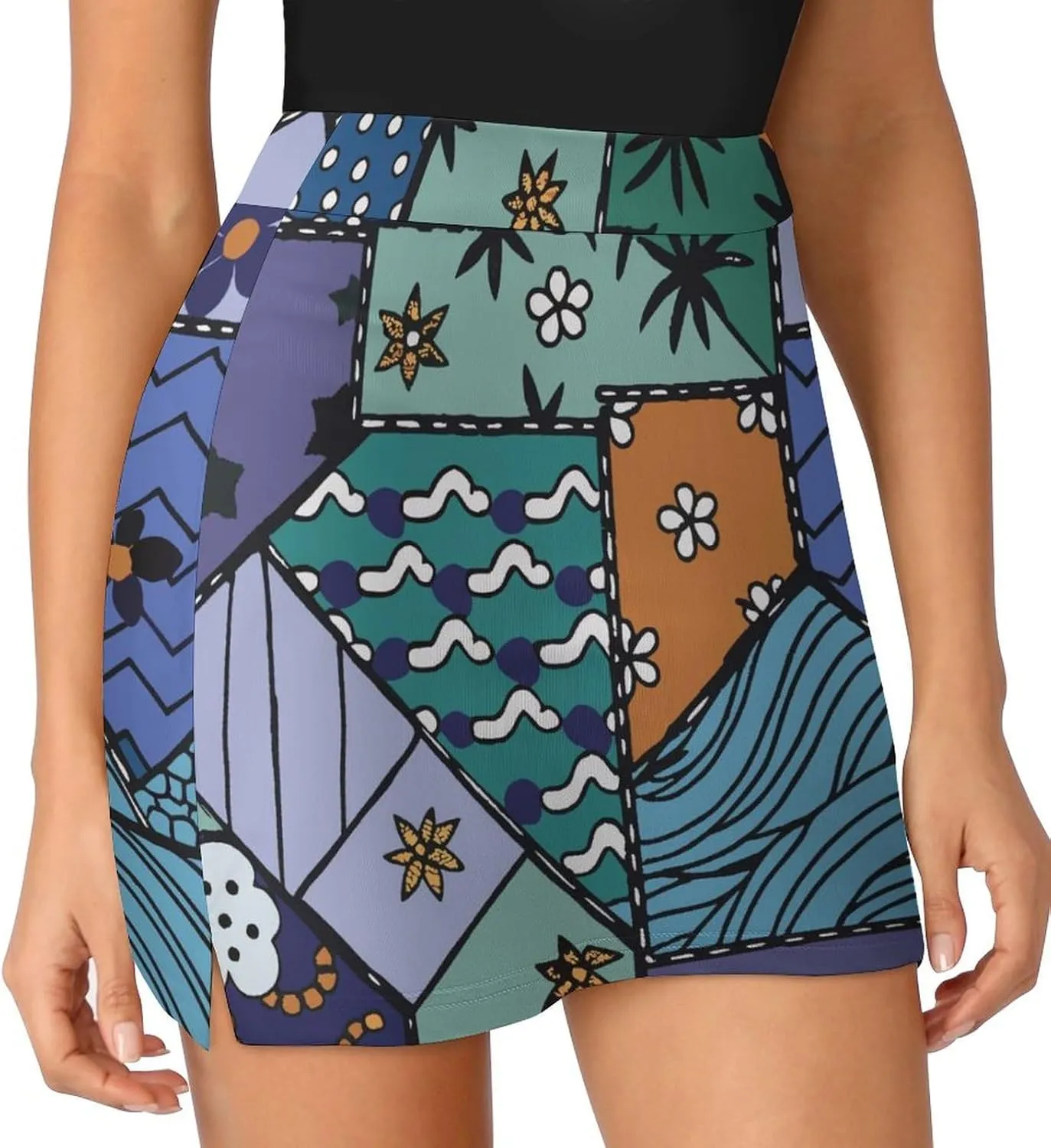 Cute Cats Pattern Tennis Skirts for Women with Pockets High Waisted Athletic Golf Skorts Skirts A-Line Mini Short Skirt