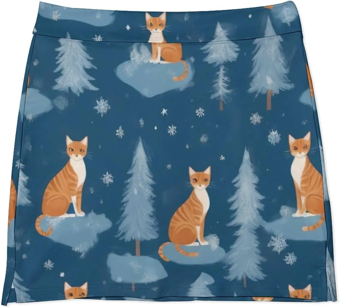 Cute Cats Pattern Tennis Skirts for Women with Pockets High Waisted Athletic Golf Skorts Skirts A-Line Mini Short Skirt