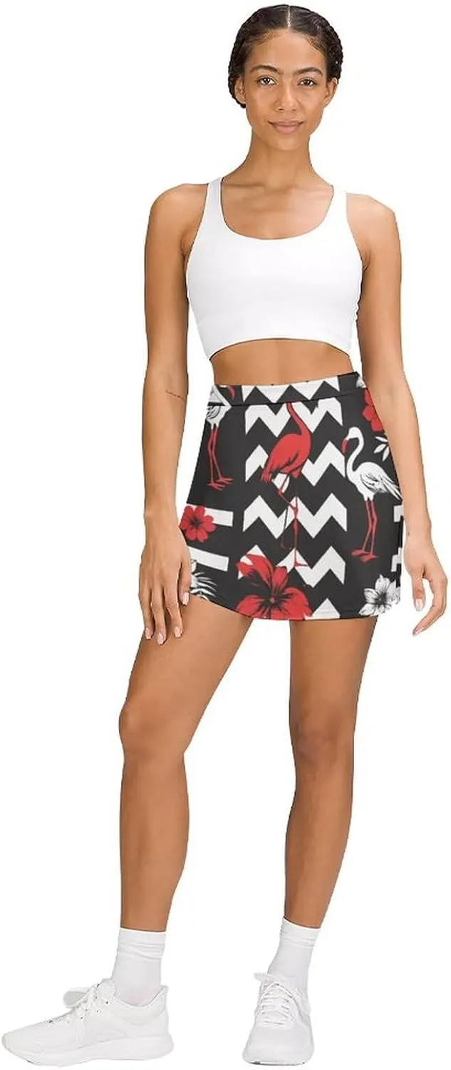 Cute Cats Pattern Tennis Skirts for Women with Pockets High Waisted Athletic Golf Skorts Skirts A-Line Mini Short Skirt