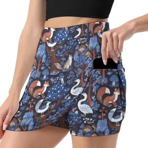 Cute Dogs Tennis Skirts for Women with Pockets High Waisted Athletic Golf Skorts Skirts A-Line Mini Short Skirt