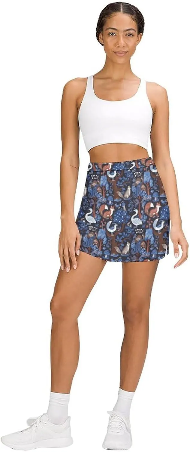 Cute Dogs Tennis Skirts for Women with Pockets High Waisted Athletic Golf Skorts Skirts A-Line Mini Short Skirt