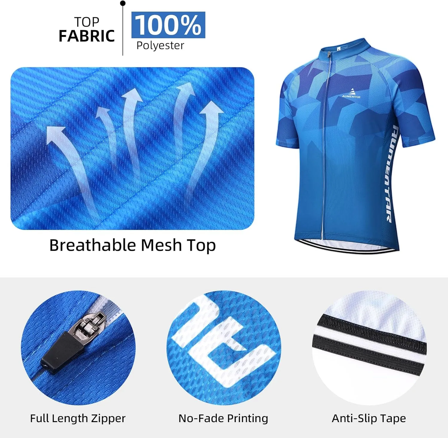 Cycling Jersey Mens Set Reflective Breathable Short Bike Clothing Quick-Dry Bicycle Shirts with 3D Padded Shorts