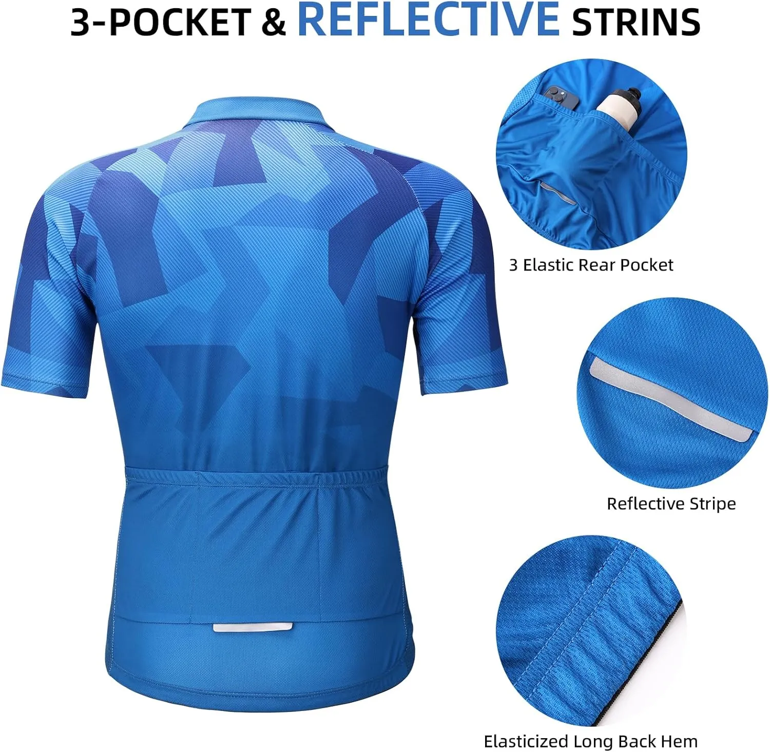 Cycling Jersey Mens Set Reflective Breathable Short Bike Clothing Quick-Dry Bicycle Shirts with 3D Padded Shorts