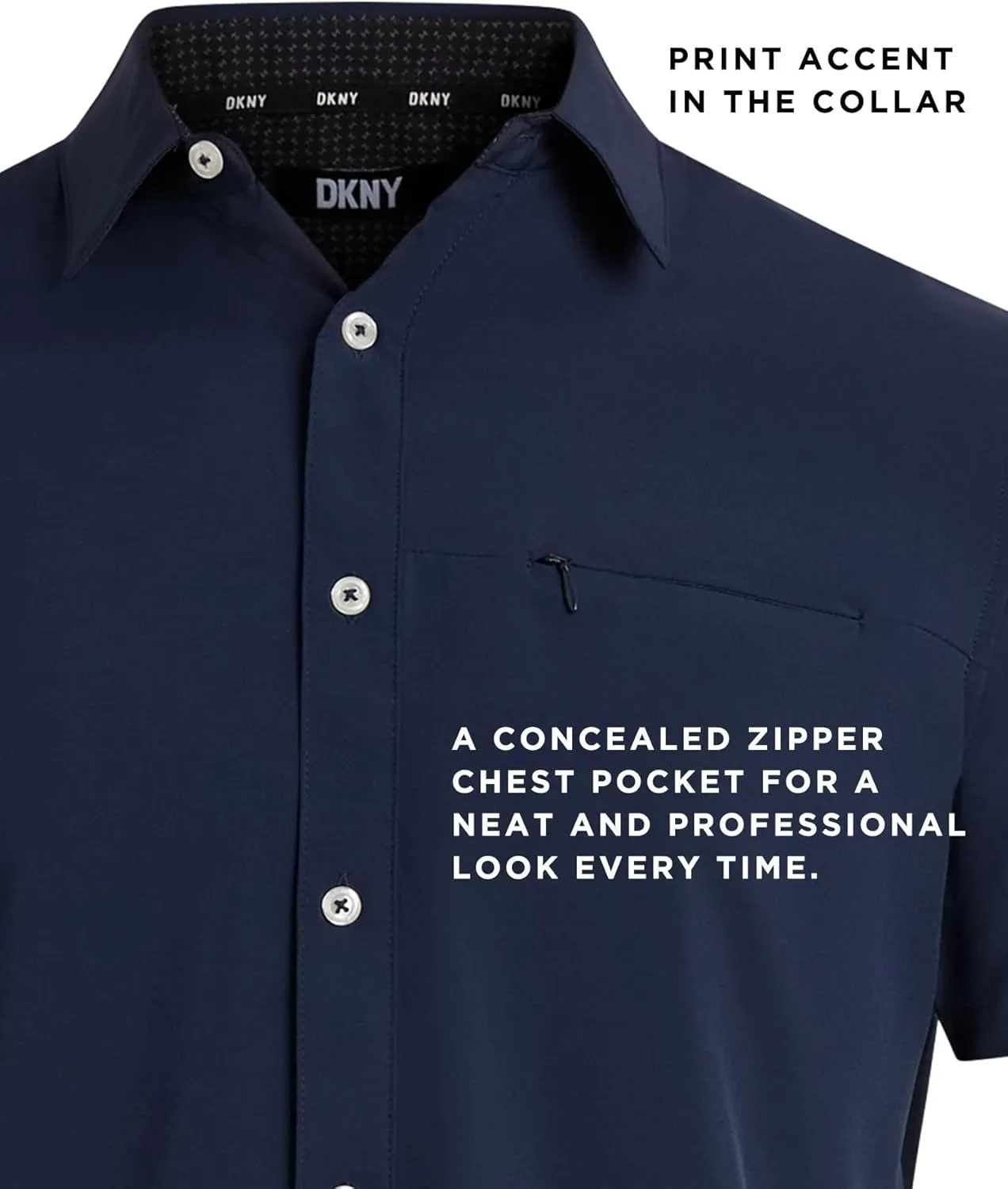 DKNY Mens Short Sleeve Button Down Shirts - Quick Dry Shirts for Men | Wrinkle Resist Stretch Mens Button Up Shirts