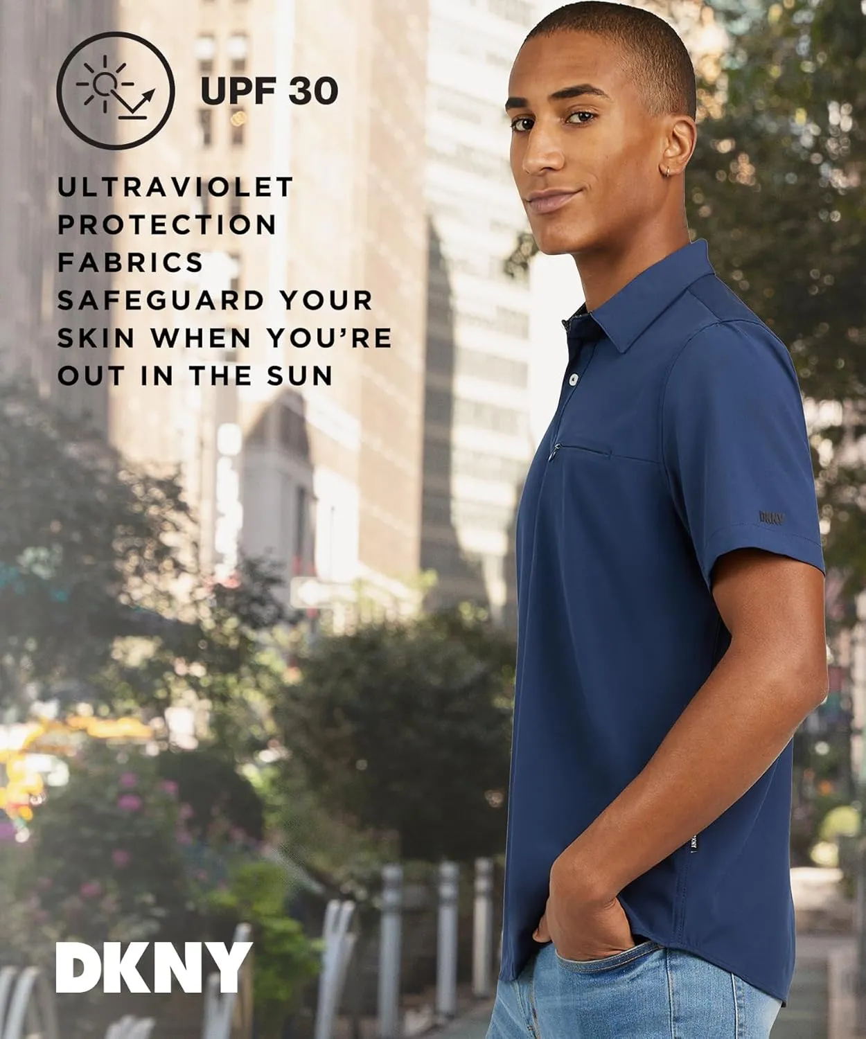 DKNY Mens Short Sleeve Button Down Shirts - Quick Dry Shirts for Men | Wrinkle Resist Stretch Mens Button Up Shirts