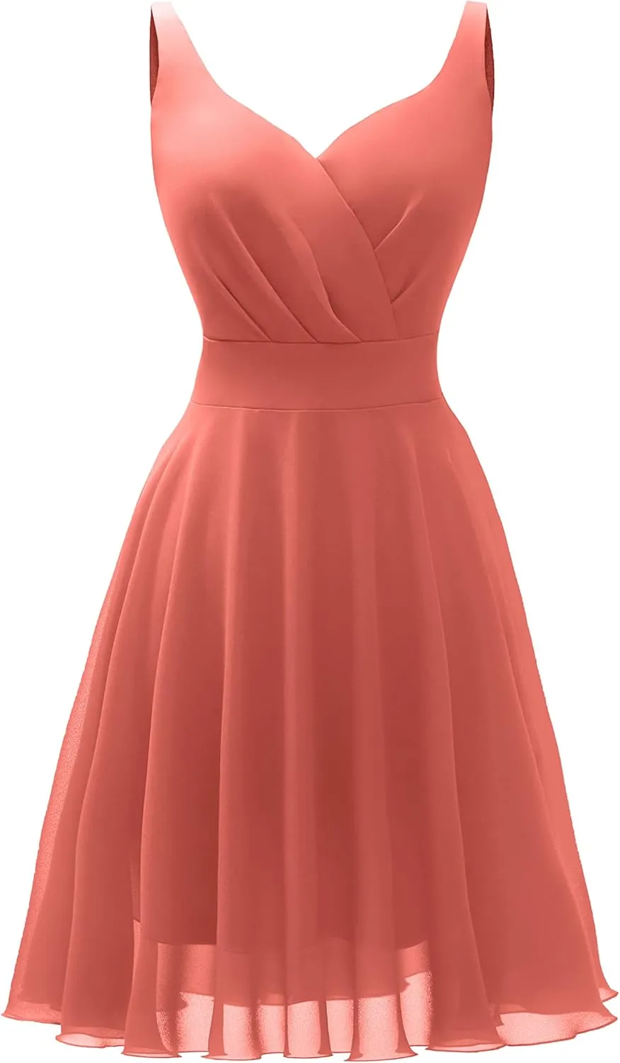 Dressever Summer Cocktail Dress V-Neck Adjustable Spaghetti Strap Chiffon Sundress
