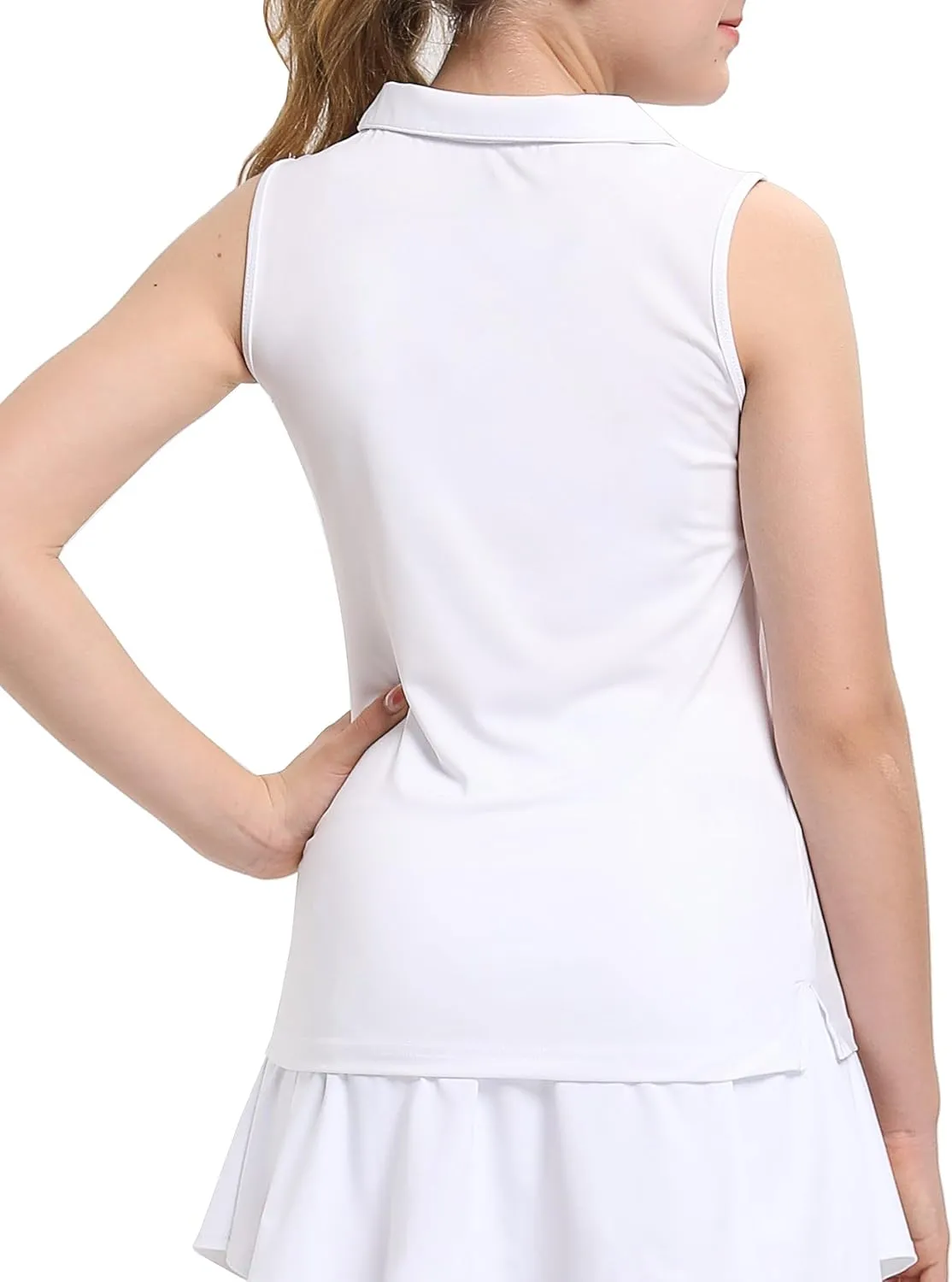 FitsT4 Sports Girl's Sleeveless Polo Shirts UPF 50  Lightweight Quick Dry Tank Tops for Golf Tennis Equestrian Workouts