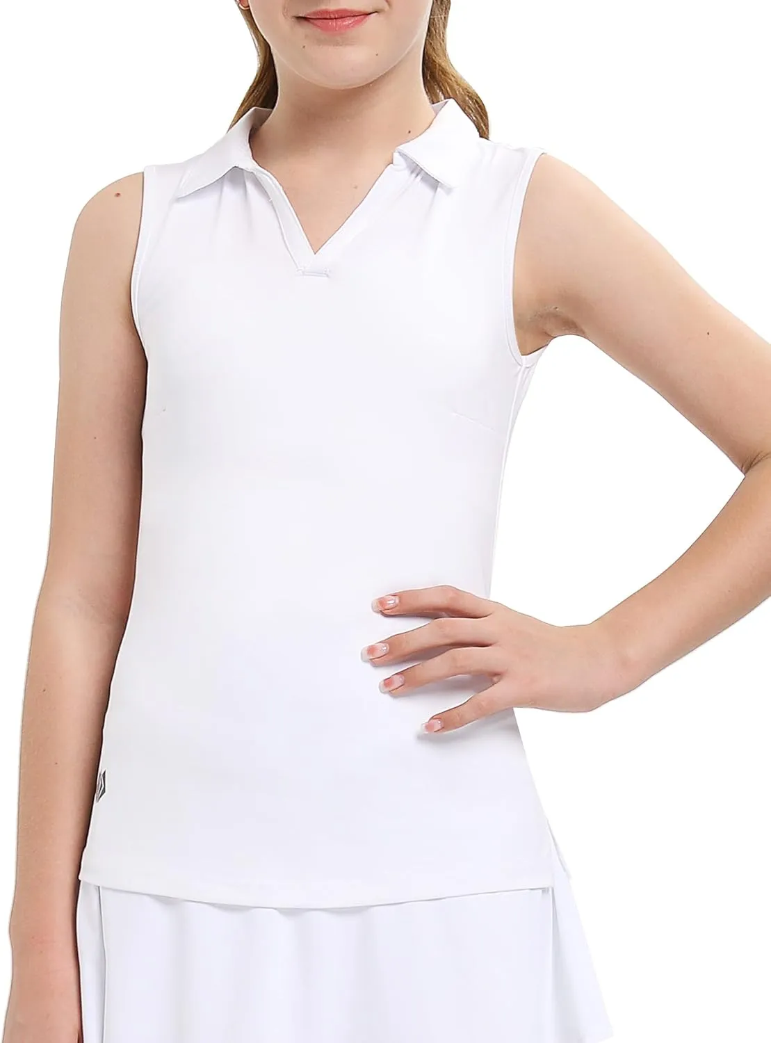 FitsT4 Sports Girl's Sleeveless Polo Shirts UPF 50  Lightweight Quick Dry Tank Tops for Golf Tennis Equestrian Workouts
