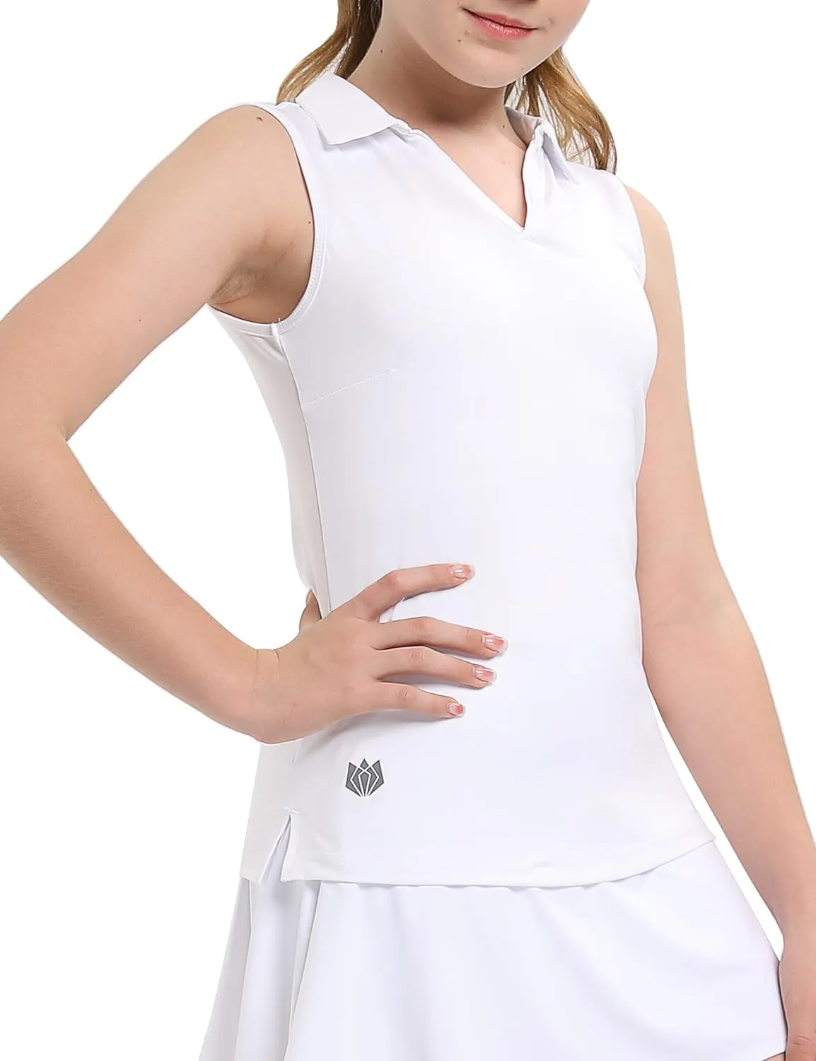 FitsT4 Sports Girl's Sleeveless Polo Shirts UPF 50  Lightweight Quick Dry Tank Tops for Golf Tennis Equestrian Workouts
