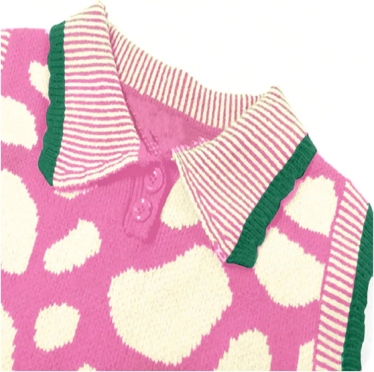 Floerns Women's Allover Print Sleeveless Knitted Tank Lapel Collar Sweater Vest
